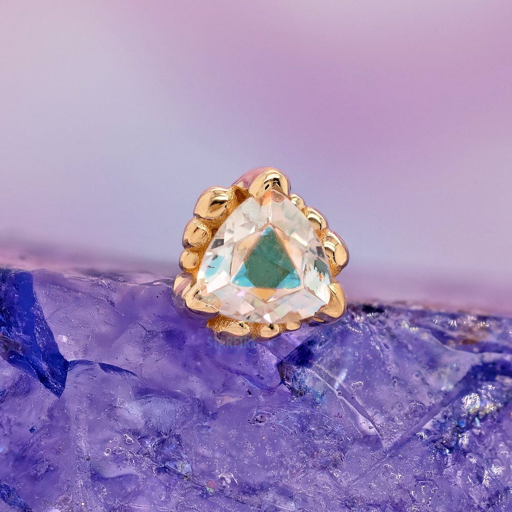 threadless: Beaded Trillion with Mercury Mist Topaz Pin in Gold