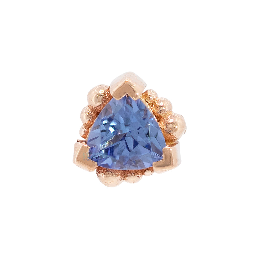 Beaded Trillion Threaded End in Gold with Tanzanite