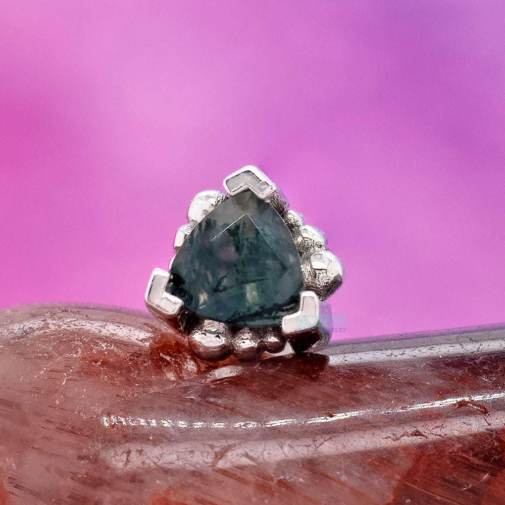 threadless: Beaded Trillion with Moss Agate Pin in Gold & Platinum