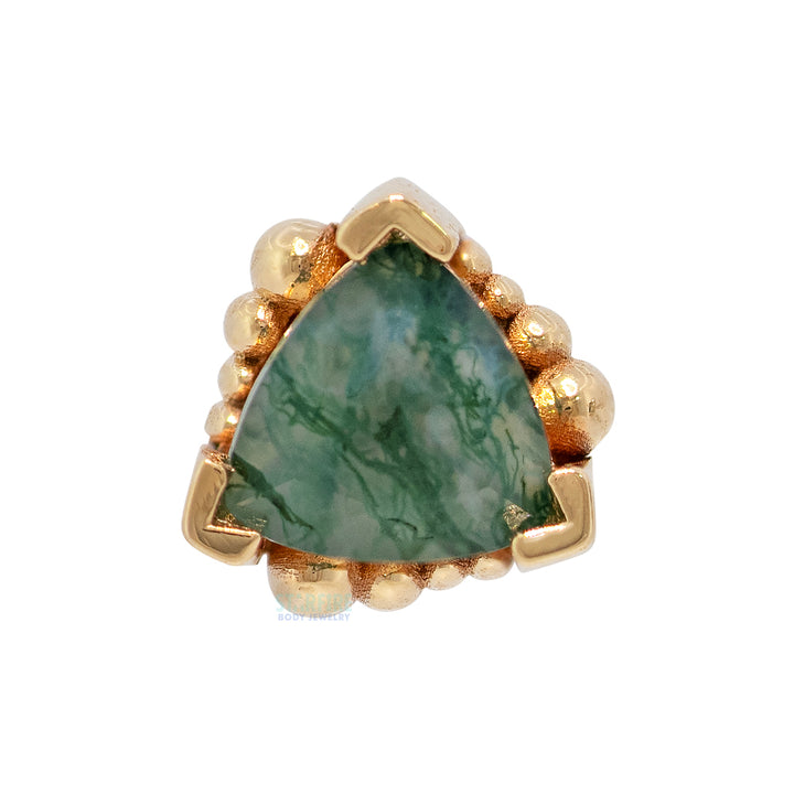threadless: Beaded Trillion with Moss Agate Pin in Gold & Platinum