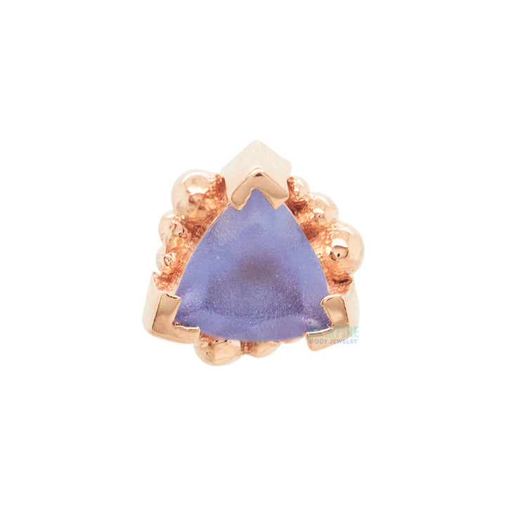 Beaded Trillion Threaded End in Gold with Sandblasted Tanzanite