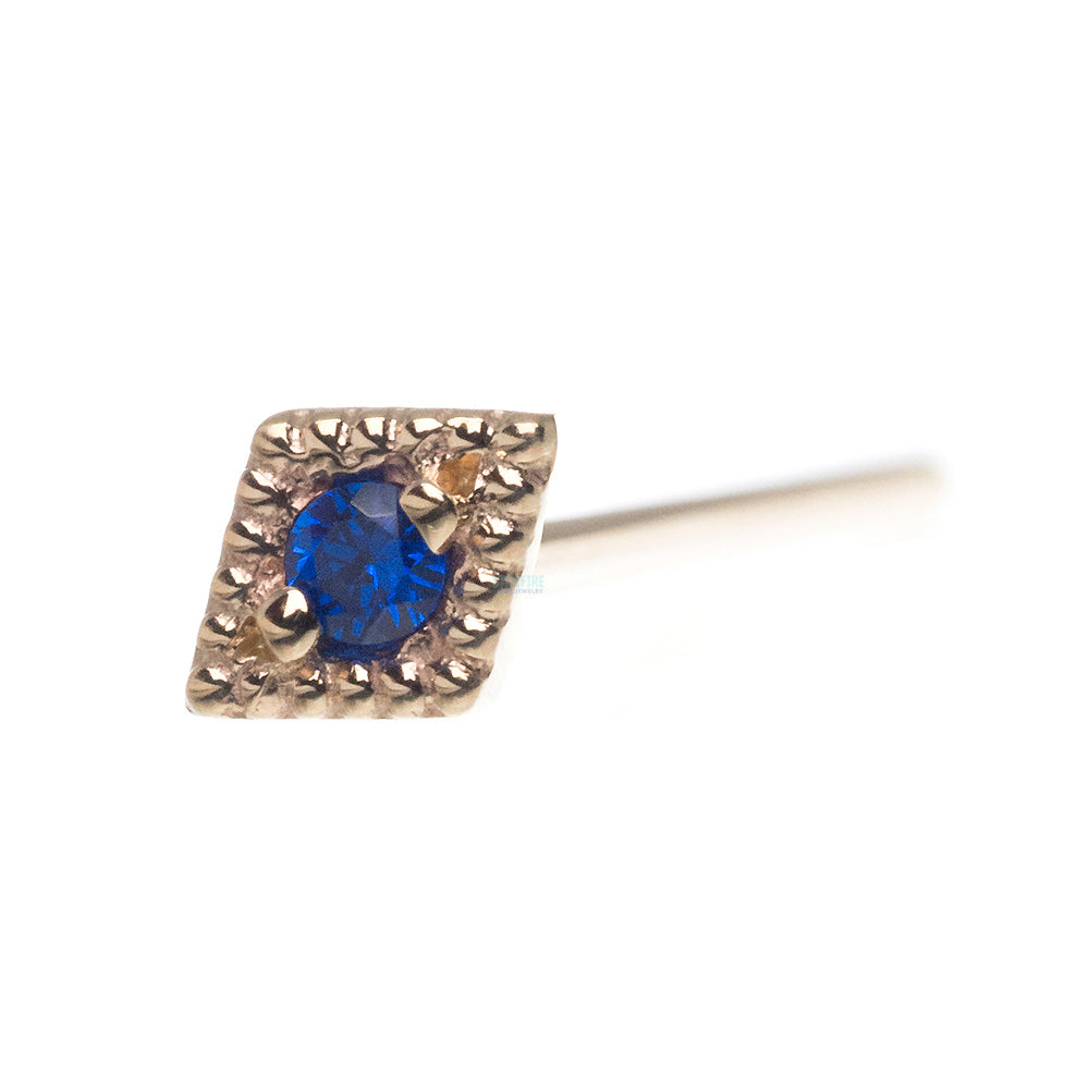 "Harlequin" Nostril Screw in Gold with Dark Blue CZ