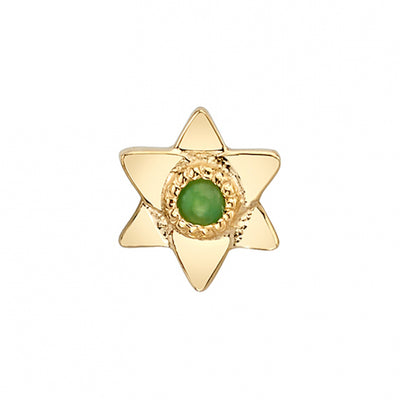 Flat Lotus with Bezel Threaded End in Gold with Chrysoprase