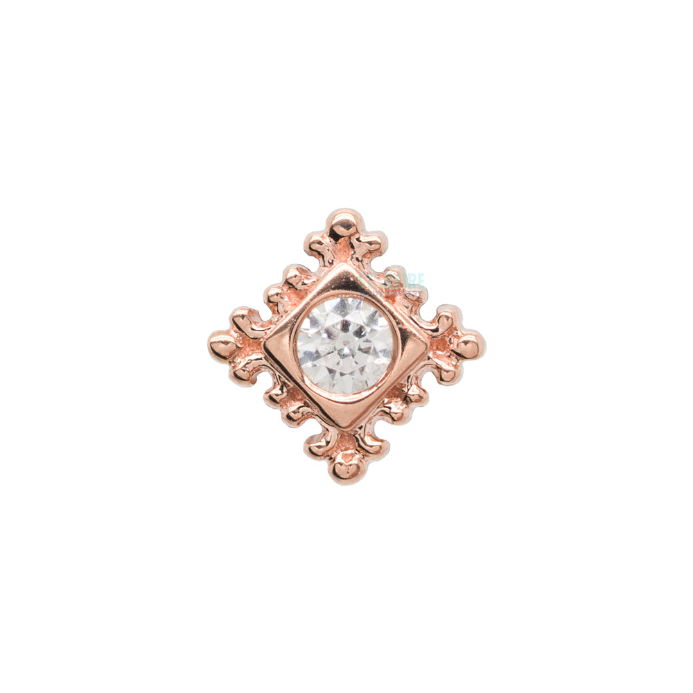 Flourish Illusion Threaded End in Gold & Platinum with White CZ
