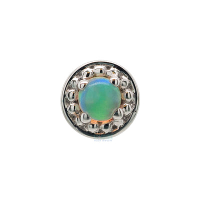 Milgrain Prong Threaded End in Gold with Genuine White Opal