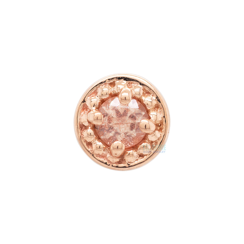 Milgrain Prong Threaded End in Gold & Platinum with Oregon Sunstone