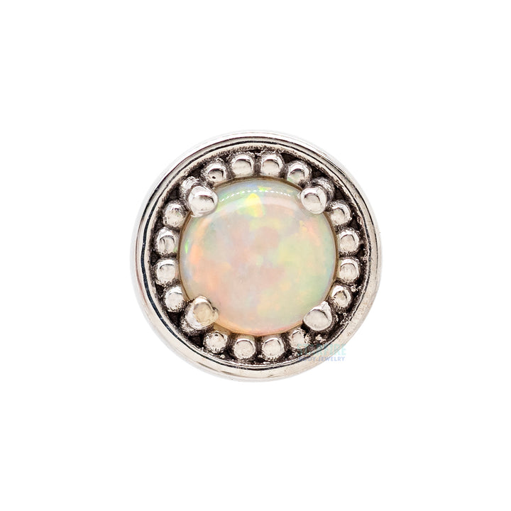 Milgrain Prong Threaded End in Gold with Genuine White Opal