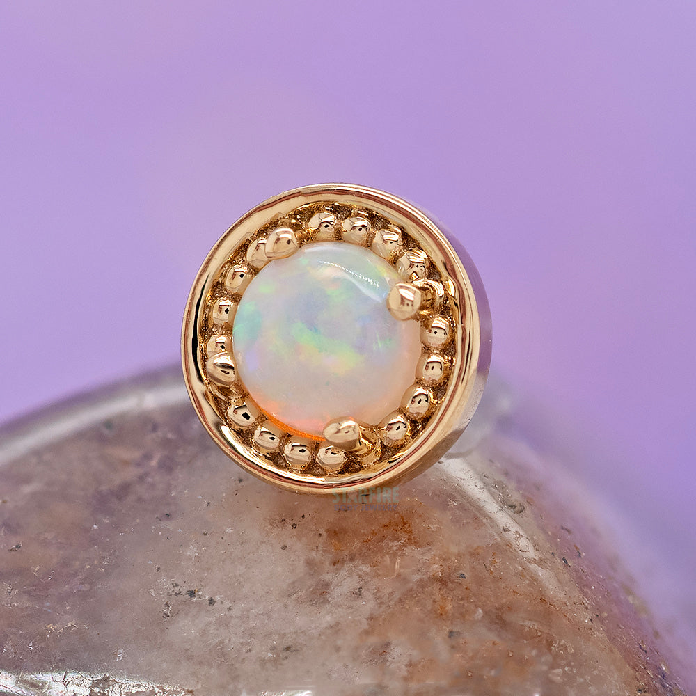 threadless: Milgrain Prong Pin in Gold with Genuine White Opal