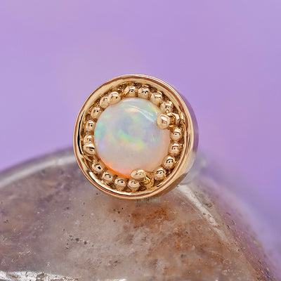 threadless: Milgrain Prong Pin in Gold with Genuine White Opal