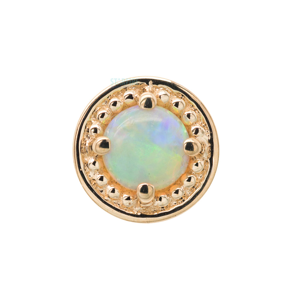 Milgrain Prong Nostril Screw in Gold with Genuine White Opal