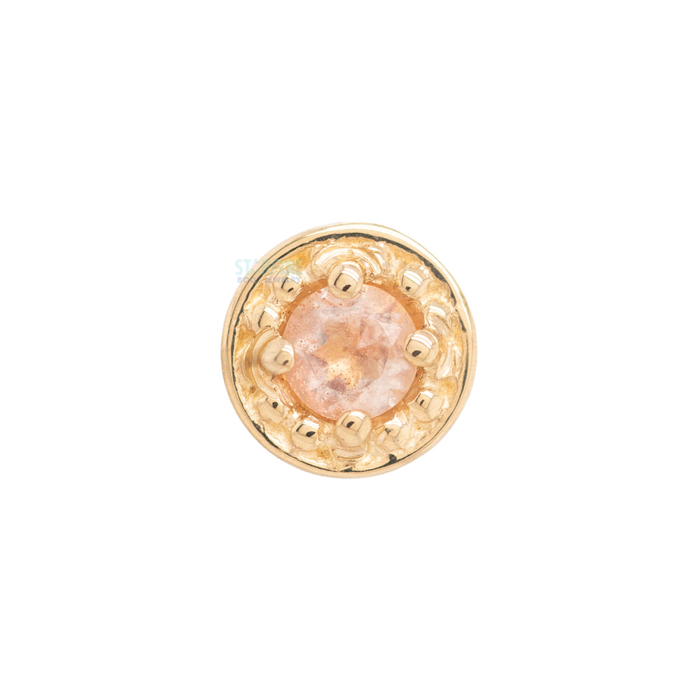 Milgrain Prong Threaded End in Gold with Oregon Sunstone