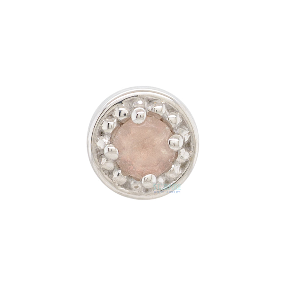 Milgrain Prong Threaded End in Gold & Platinum with Oregon Sunstone
