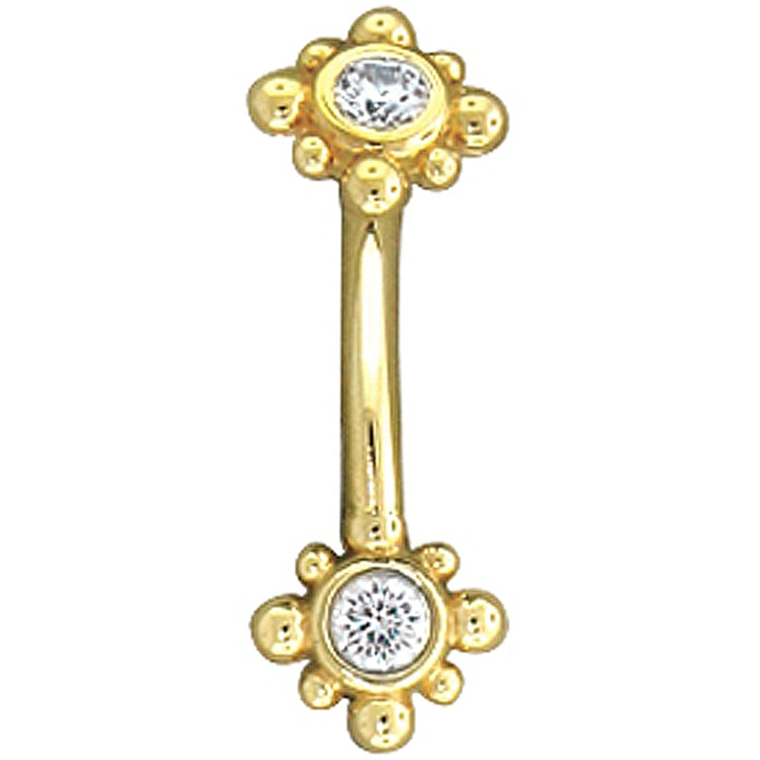 "Bezel Plus 8" Gold Curved Barbell with DIAMONDS