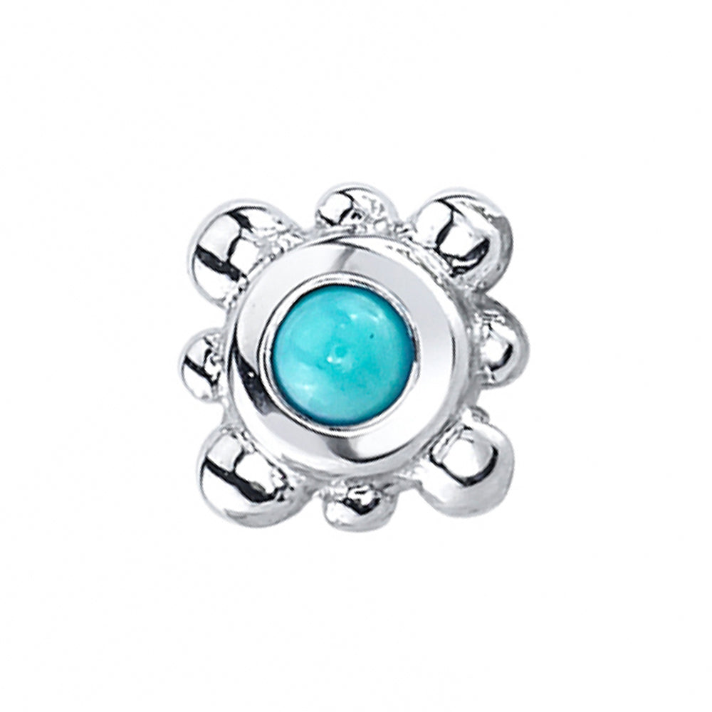 Bezel with 8 Beads Threaded End in Gold with Turquoise