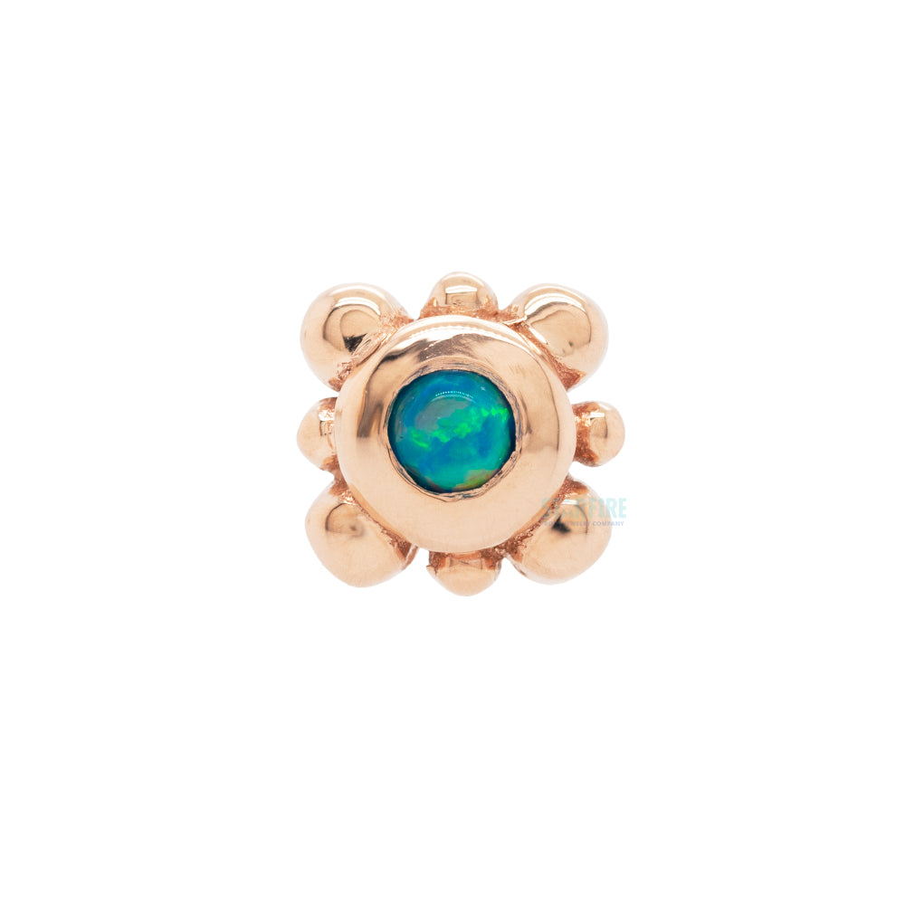 Bezel with 8 Beads Nostril Screw in Gold with Teal Opal