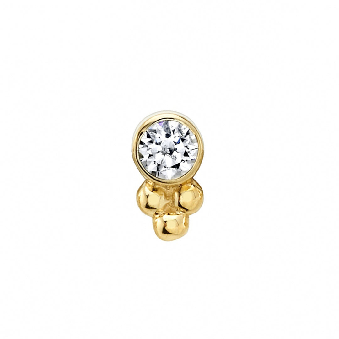 Bezel-Set DIAMOND with Tri Bead Cluster Threaded End in Gold & Platinum
