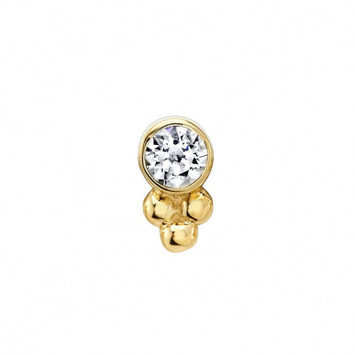Bezel-Set DIAMOND with Tri Bead Cluster Threaded End in Gold & Platinum