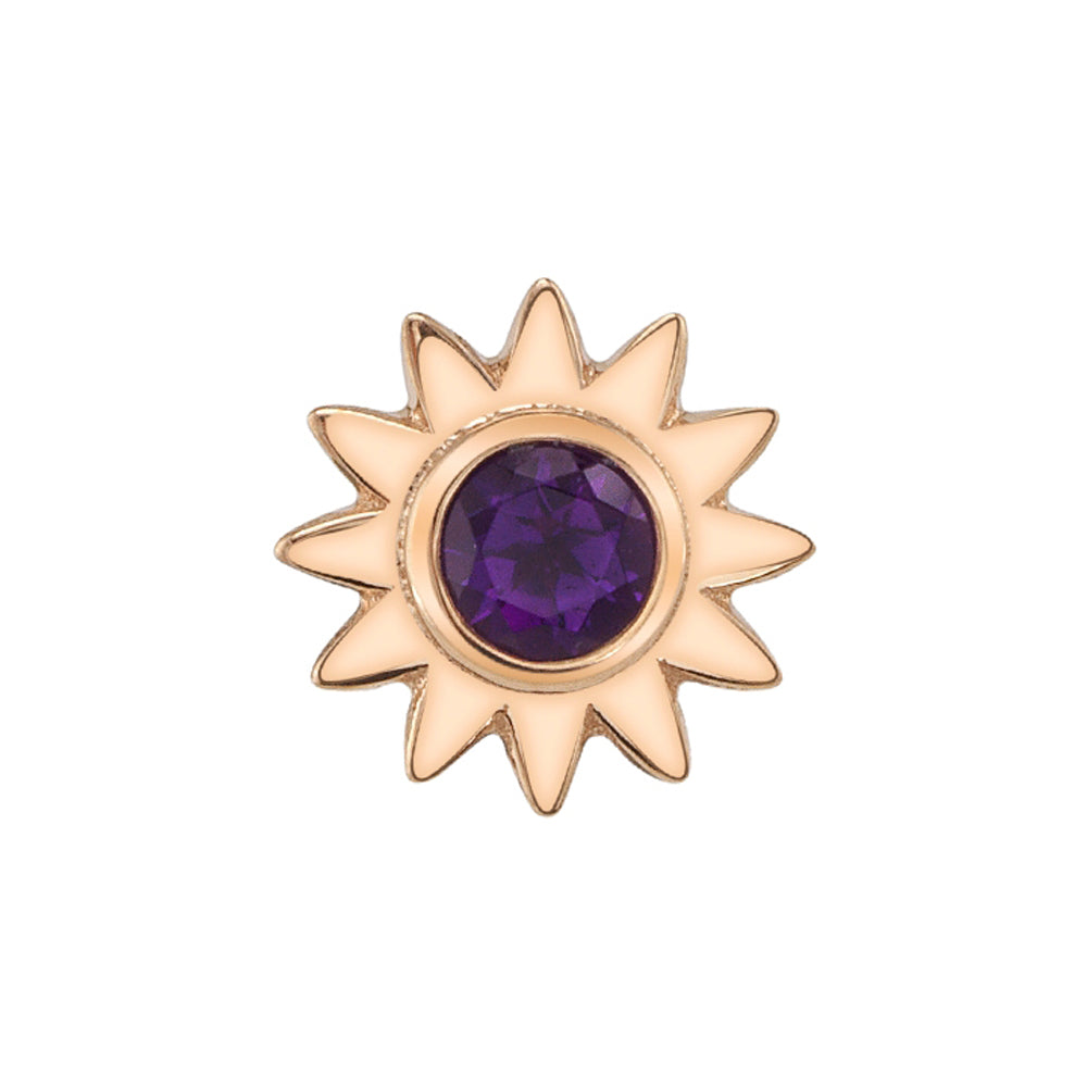 Sun with Bezel Threaded End in Gold & Platinum with Amethyst