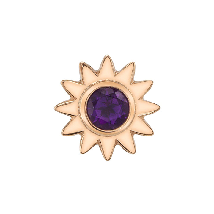 Sun with Bezel Threaded End in Gold & Platinum with Amethyst