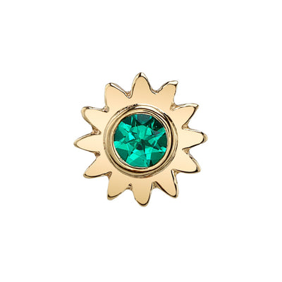 Sun with Bezel Threaded End in Gold with Chatham Emerald