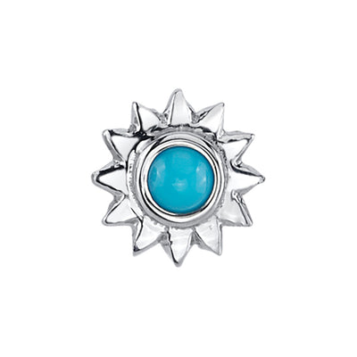 Sun with Bezel Threaded End in Gold with Turquoise