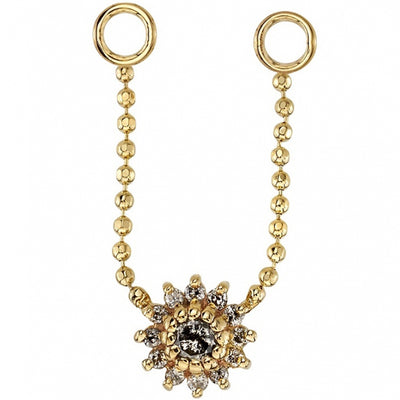 "The Rose" Chain Attachment in Gold with Grey Diamonds