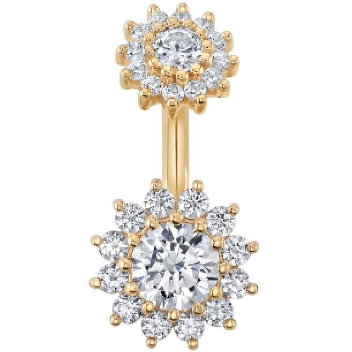 "The Rose" Navel J Curve in Gold with DIAMONDS