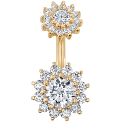 "The Rose" Navel J Curve in Gold with DIAMONDS