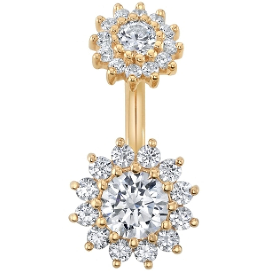 "The Rose" Navel J Curve in Gold with White CZ's