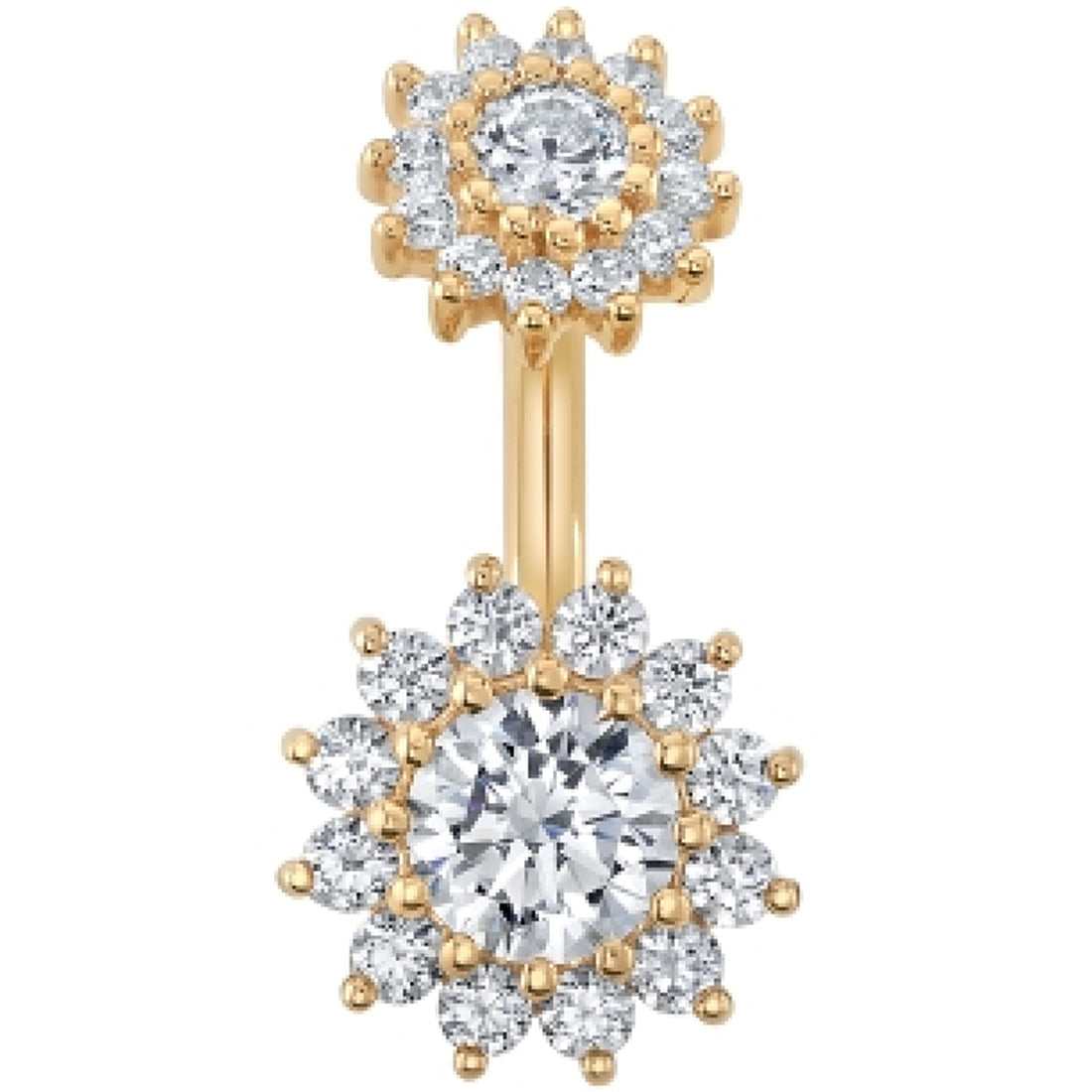 "The Rose" Navel J Curve in Gold with White CZ's