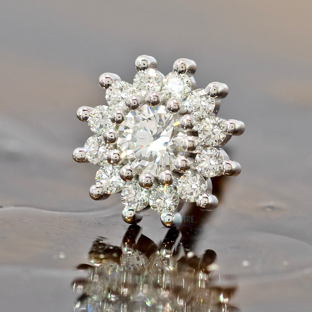 "The Rose" Threaded End in Gold with Diamonds