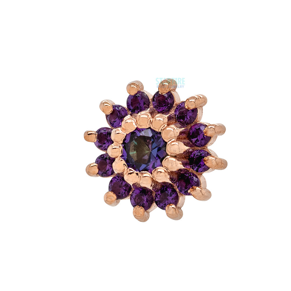 threadless: "The Rose" Pin in Gold with Mystic Topaz center & Amethyst petals 