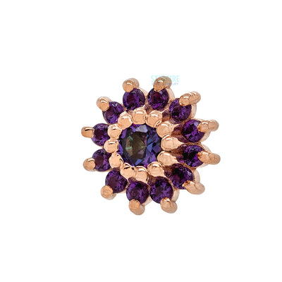 threadless: "The Rose" Pin in Gold with Mystic Topaz center & Amethyst petals 