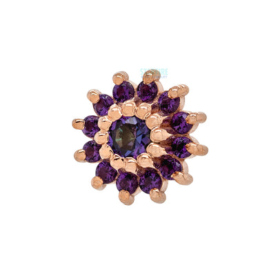 "The Rose" Threaded End in Gold with Mystic Topaz center & Amethyst petals