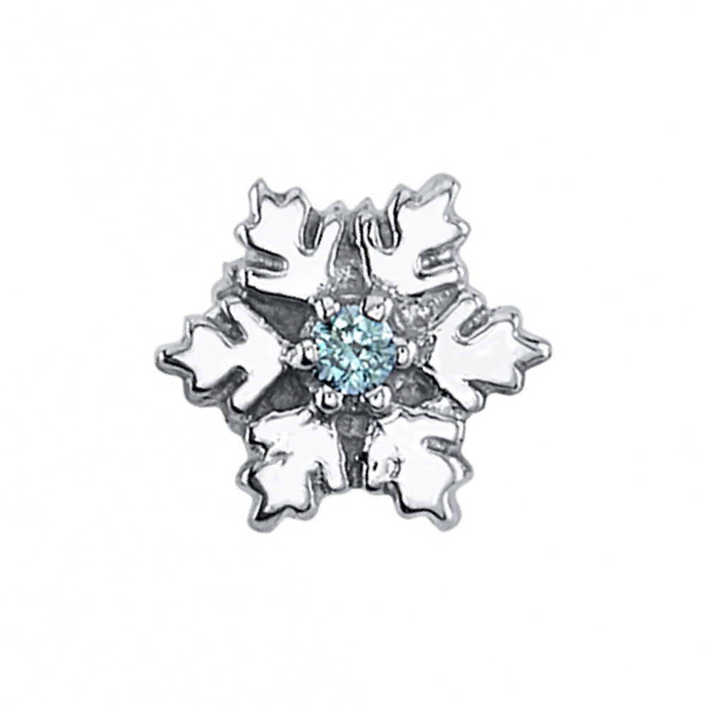 Snowflake Threaded End in Gold & Platinum with Ice Blue Diamond