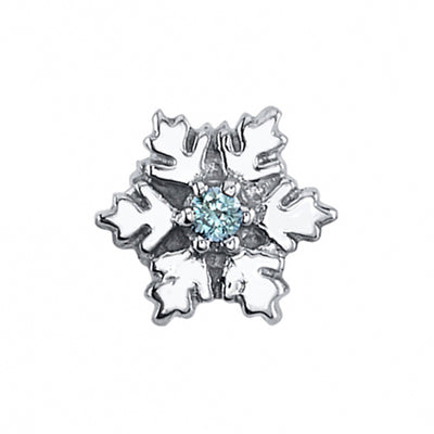 Snowflake Threaded End in Gold & Platinum with Ice Blue Diamond