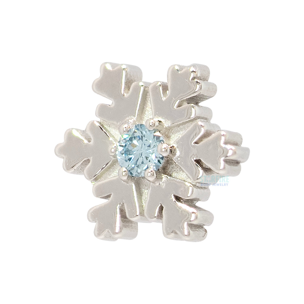 Snowflake Threaded End in Gold & Platinum with Ice Blue Diamond