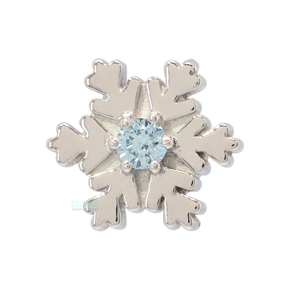 Snowflake Threaded End in Gold & Platinum with Ice Blue Diamond