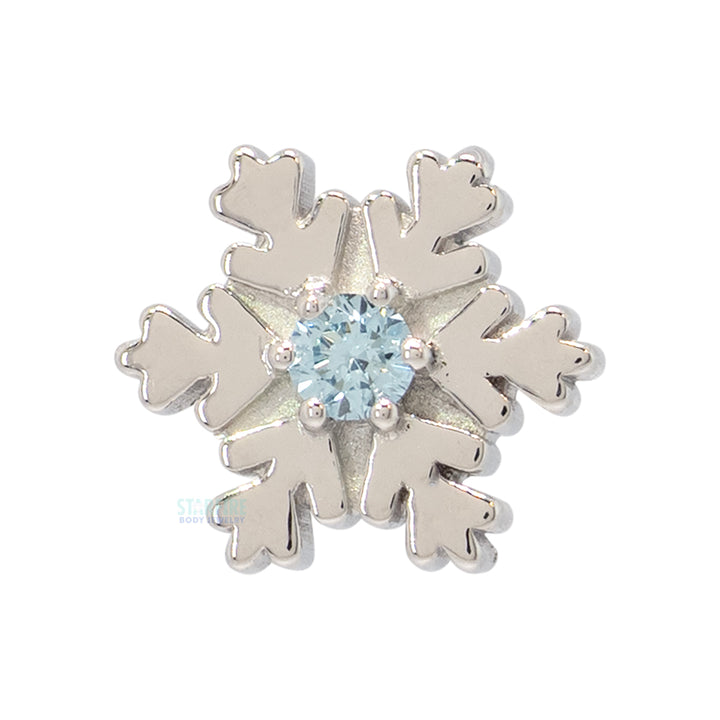 Snowflake Threaded End in Gold & Platinum with Ice Blue Diamond