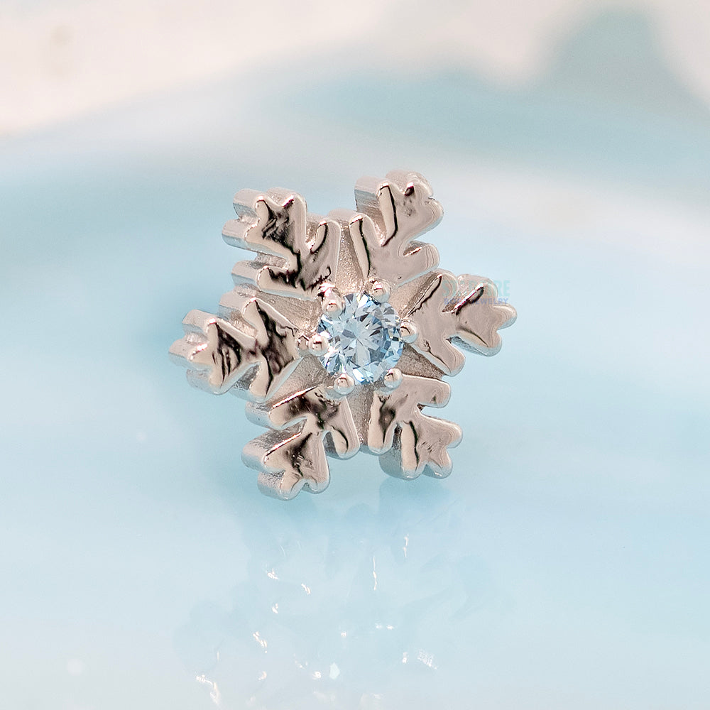 Snowflake Threaded End in Gold & Platinum with Ice Blue Diamond