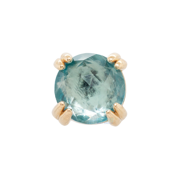 threadless: Rose Cut Swiss Blue Topaz Cab Prong Set Pin in Gold & Platinum