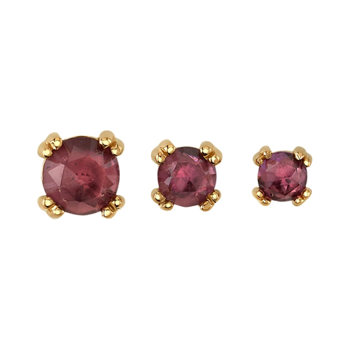 Rose Cut Rhodolite Prong Set Threaded End in Gold & Platinum