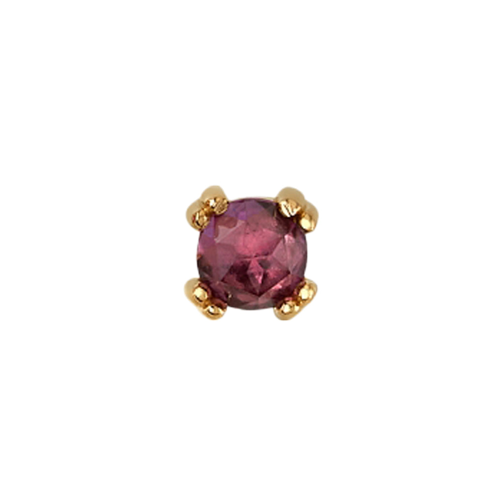 Rose Cut Rhodolite Prong Set Threaded End in Gold & Platinum