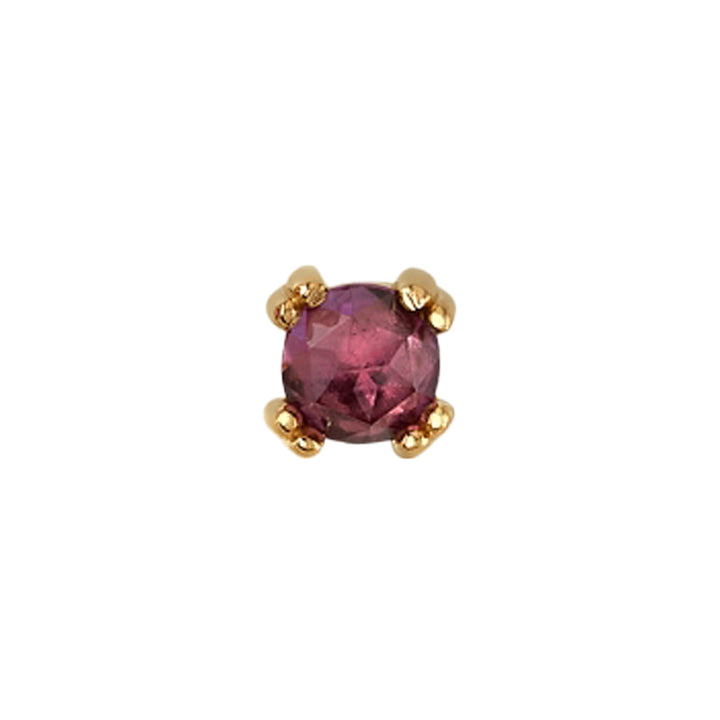 Rose Cut Rhodolite Prong Set Threaded End in Gold & Platinum