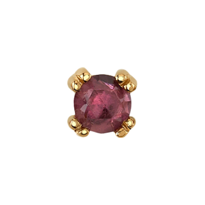 Rose Cut Rhodolite Prong Set Threaded End in Gold & Platinum