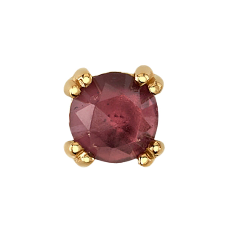 Rose Cut Rhodolite Prong Set Threaded End in Gold & Platinum