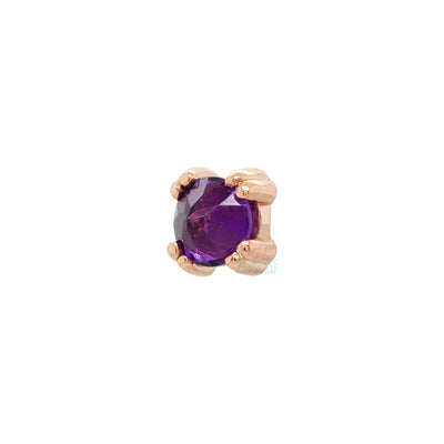 Reverse Set Amethyst Prong Set Threaded End in Gold