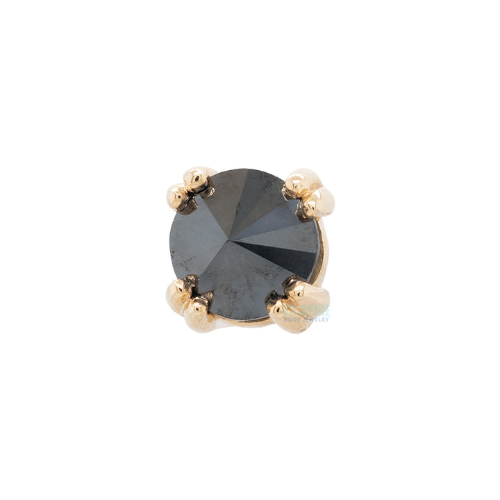 Reverse Set Black Diamond Prong Set Threaded End in Gold & Platinum