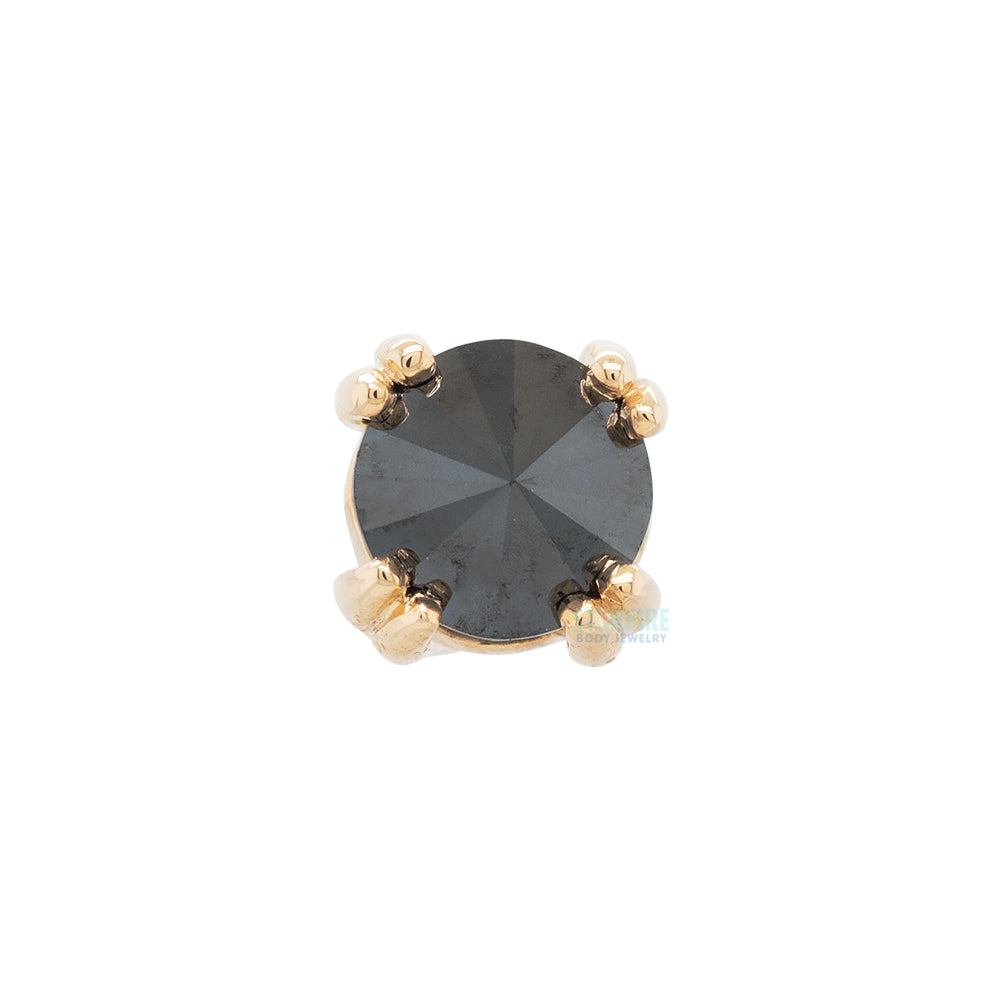 Reverse Set Black Diamond Prong Set Threaded End in Gold & Platinum