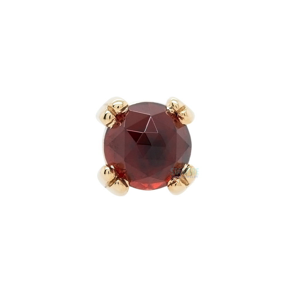 Rose Cut Garnet Prong Set Threaded End in Gold & Platinum